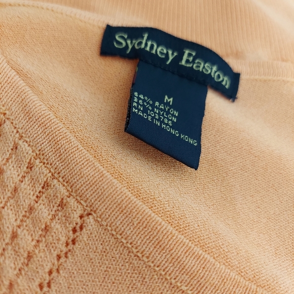 Sydney Easton Empire Knit Top Medium Square Neck Short Sleeve Orange Textured - Picture 14 of 14